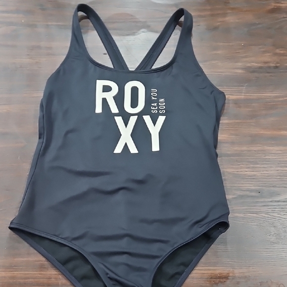 Roxy Navy Swimsuit with White Lettering - Picture 1 of 4